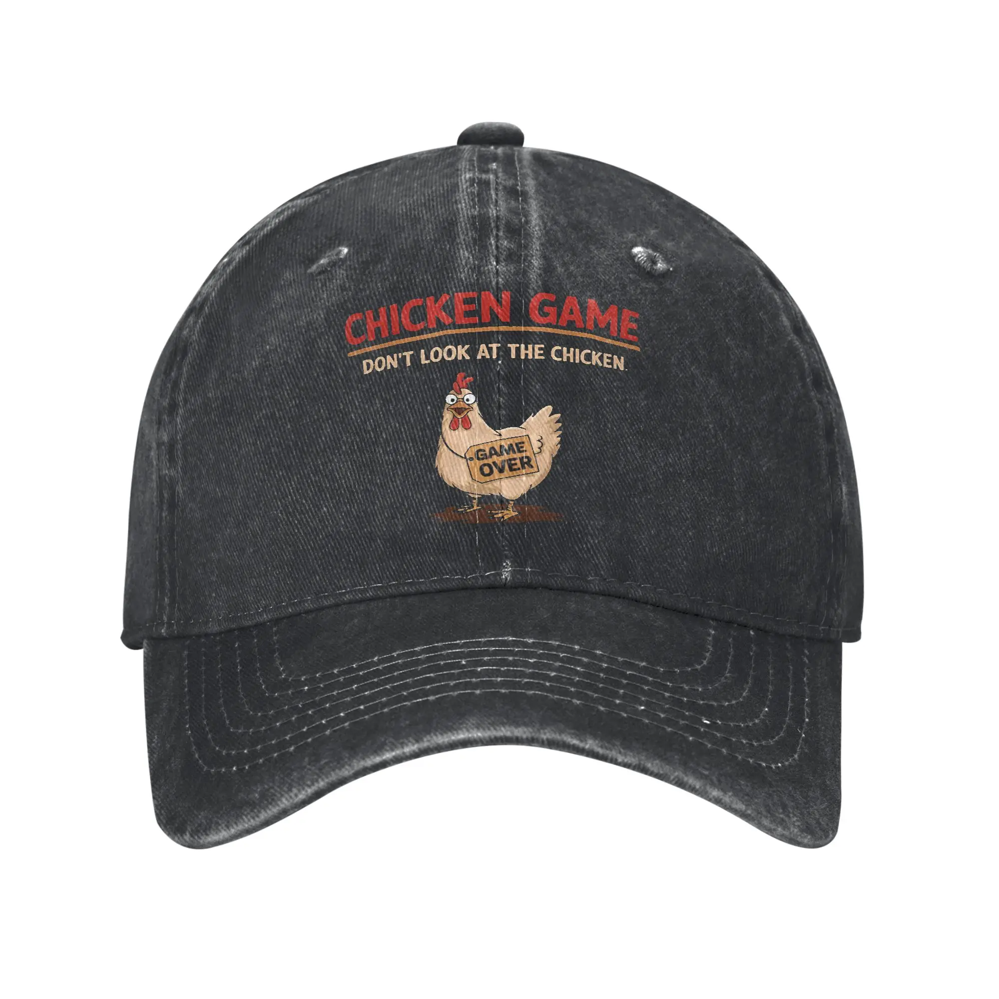 Chicken Game Don't Look At The Chicken Unisex Style Baseball Caps  Distressed Washed Hats Cap Vintage Workouts Gift Sun Cap