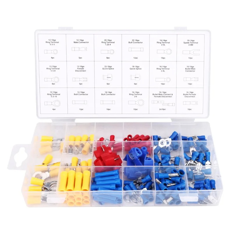 

Professional 160PC wiring terminal set, intermediate wiring terminal cold crimping closed wire crimping cap connector