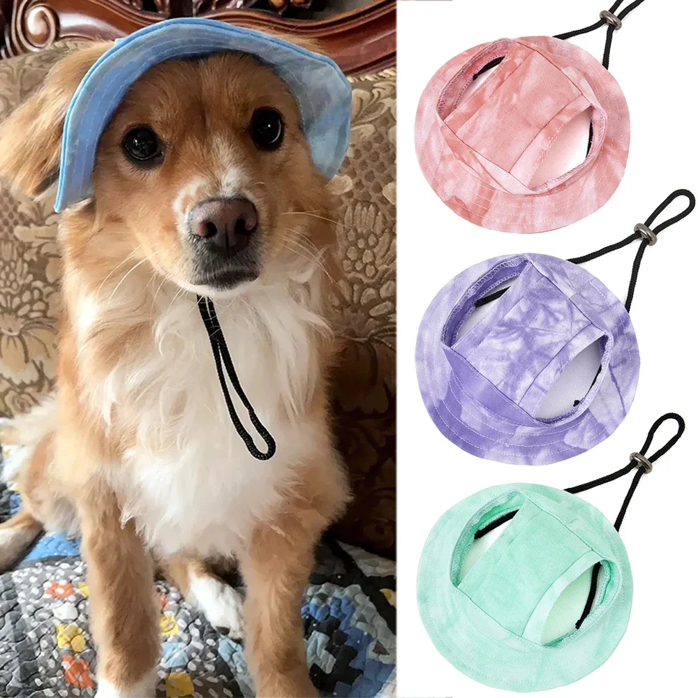 Pet Dogs Bucket Hat with Ear Holes Sunproof Baseball for Large Medium Small Dogs Summer Dog Sun Hat Outdoor Hiking Hat