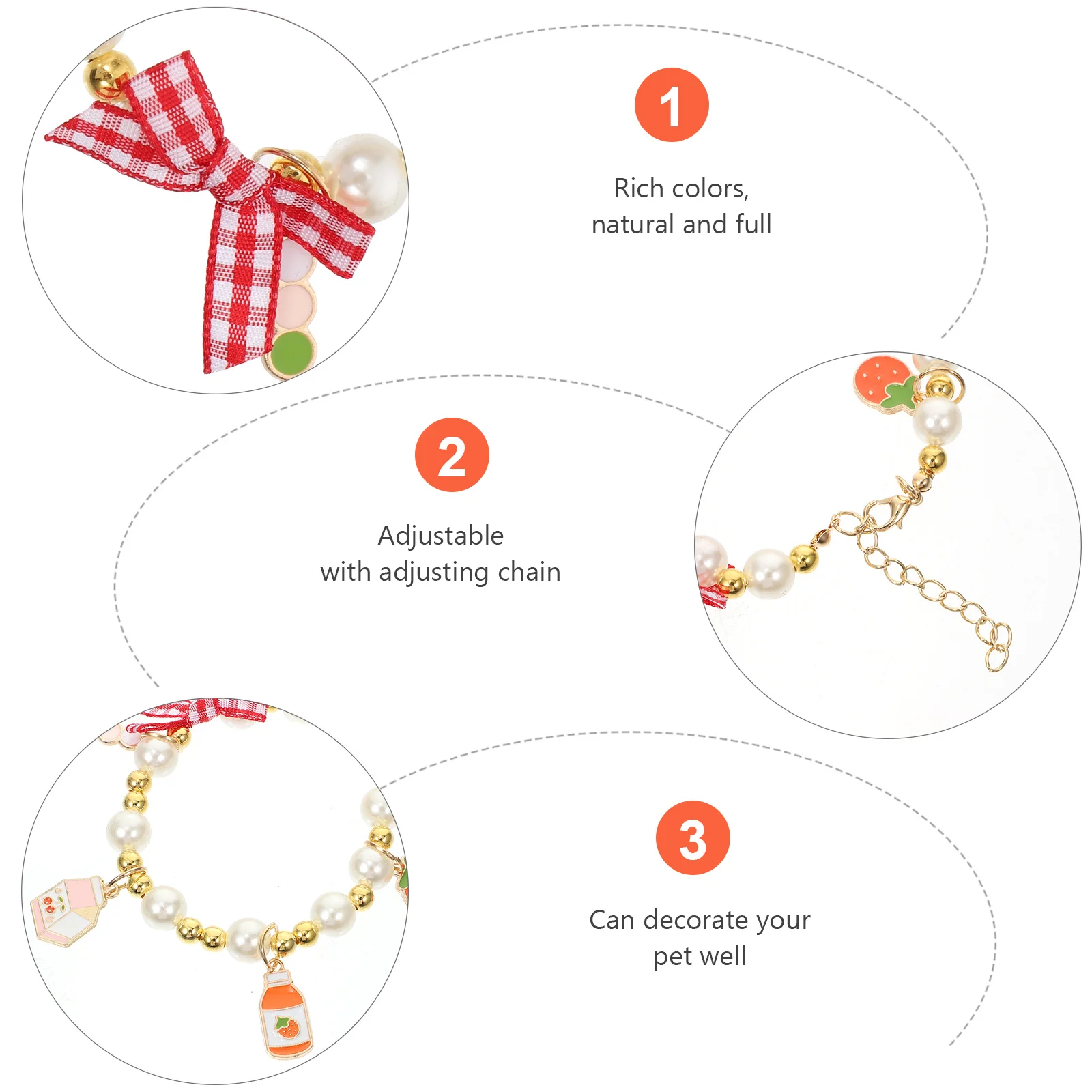 

Pearl Design Adjustable Pet Collar Pendant Small Cat Collar Puppy Necklace Bright Colors Party Decoration Cat Collars