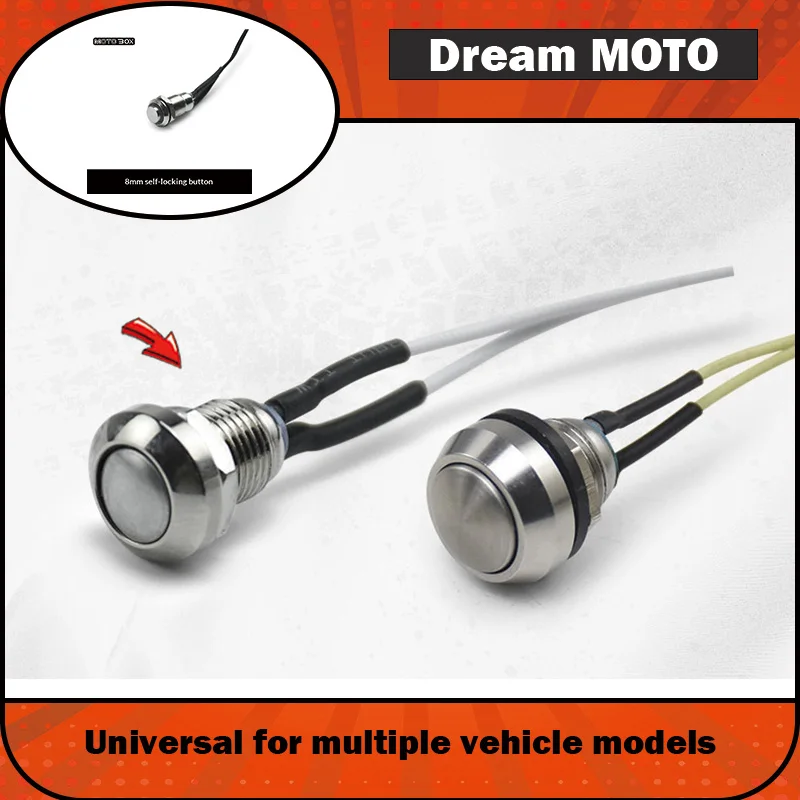 【Premium】For Motorcycle modification retro simple switch, 8mm 12mm headlight high and low beam start, metal individual button sw