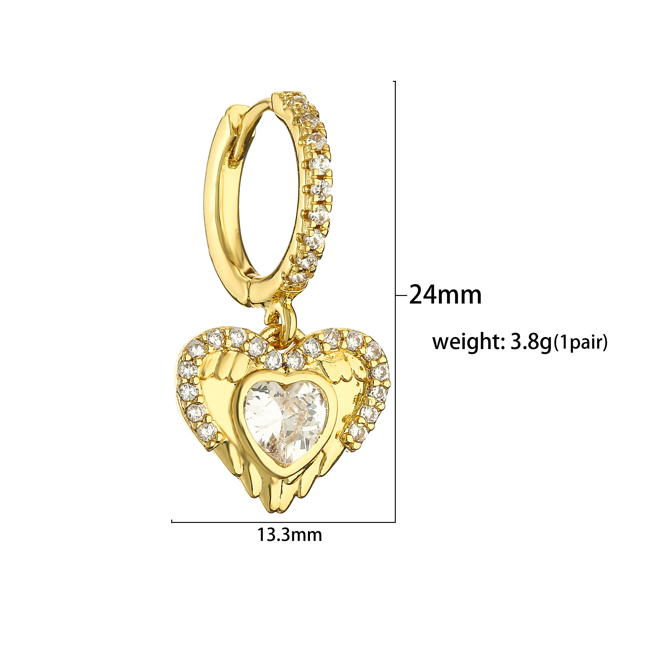 HECHENG, Little Huggies Hoop Earrings For Women Tiny Bear Heart Star Zirconia Pendant Cartilage Earrings Piercing Jewelry