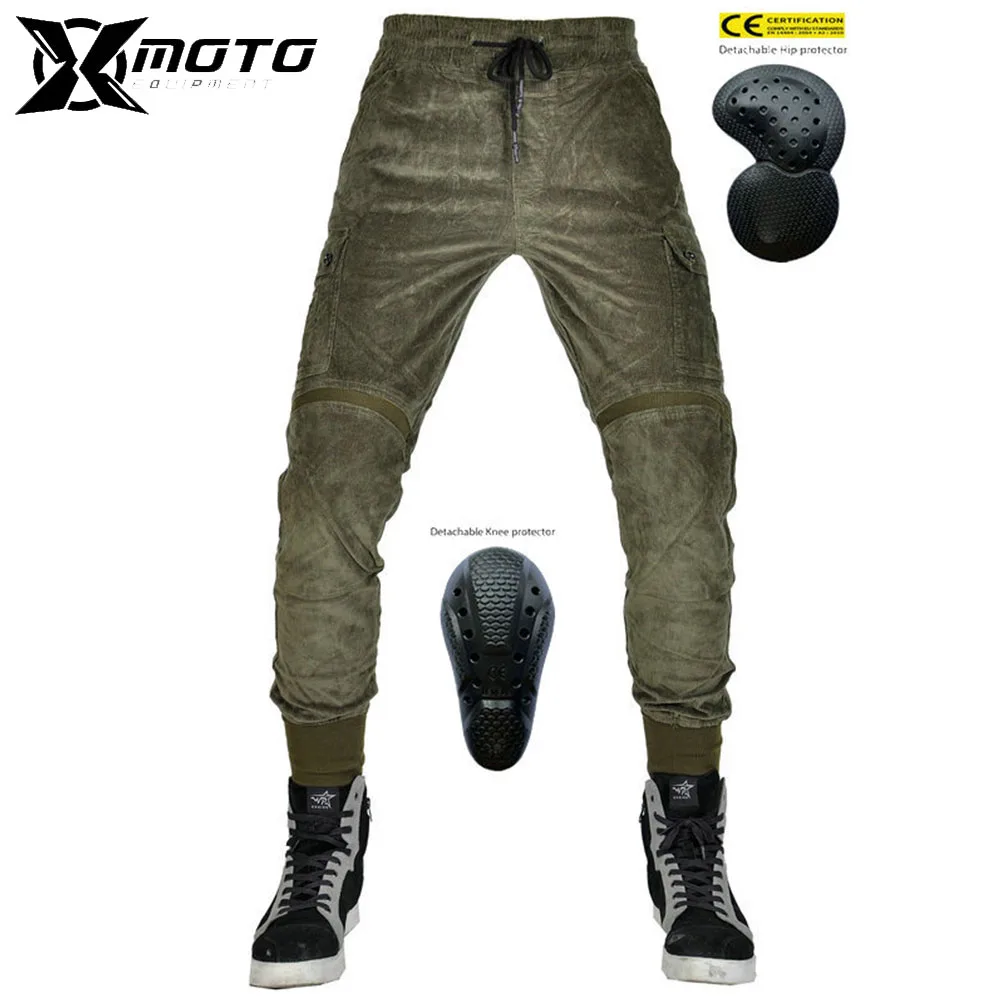 

Corduroy Motorcycle Riding Pants Anti Fall Windproof Elastic Corduroy Motorbike Jeans CE Protective Equipment Motocross Pants