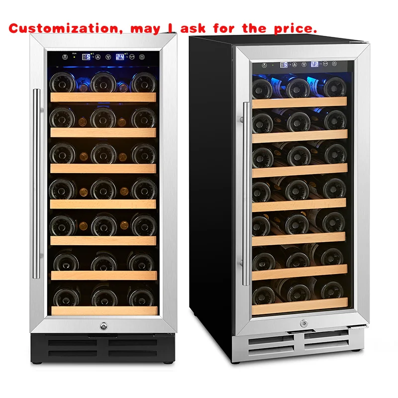 

custom.JiuFu Dual-zone Wine Cooler Display Wooden Thermostatic Wine Display Cabinet With Temperature Control