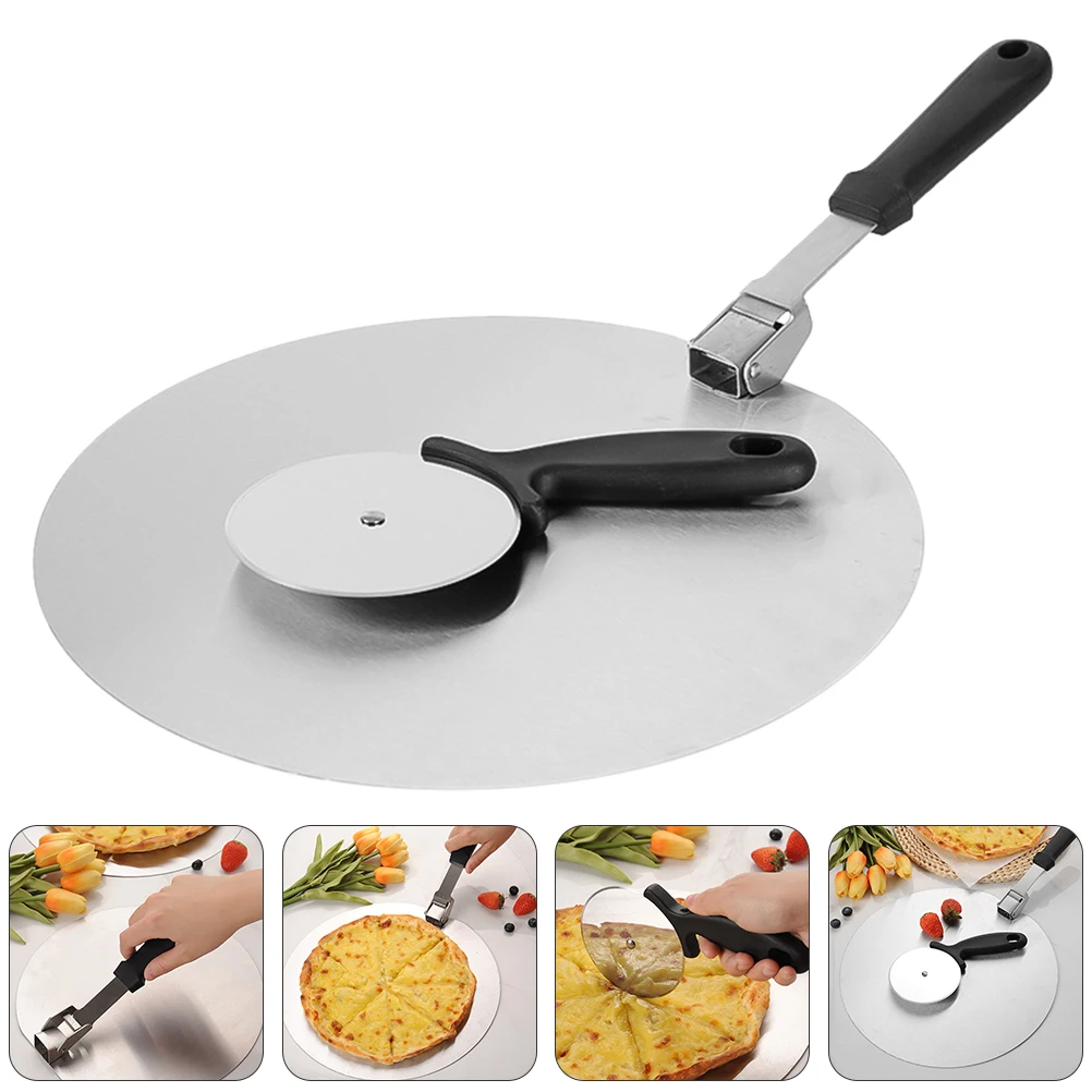 

2 Piece Folding Stainless Steel Pizza Shovel Heavy Duty Oven Baking Tool Set Bonus Slicer for Pizzas Cakes Pies Tarts