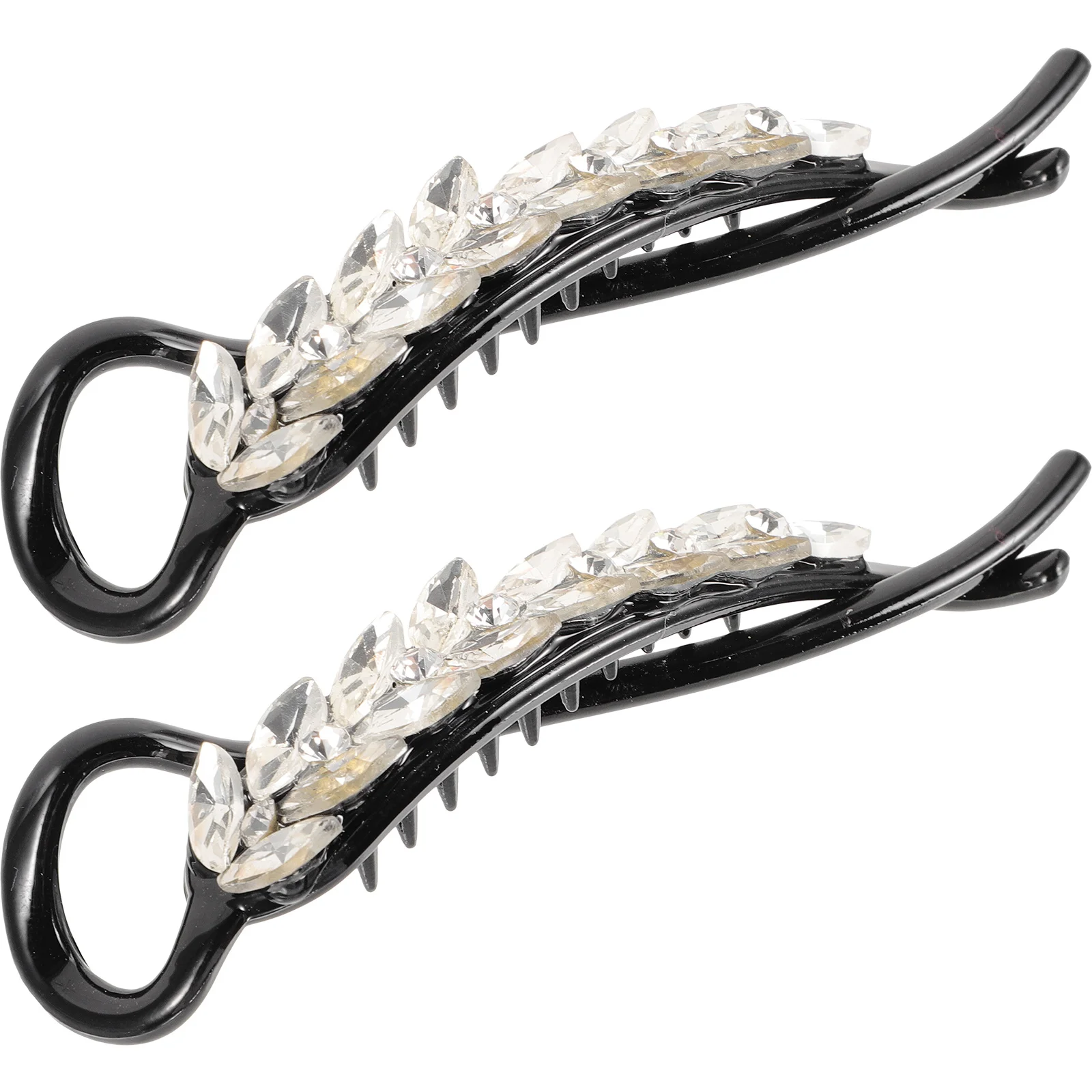 

2Pcs Stylish Rhinestone Hair Barrettes Unique Design Clips for Women Fine Workmanship Accessories Hair Clip Clips Banana