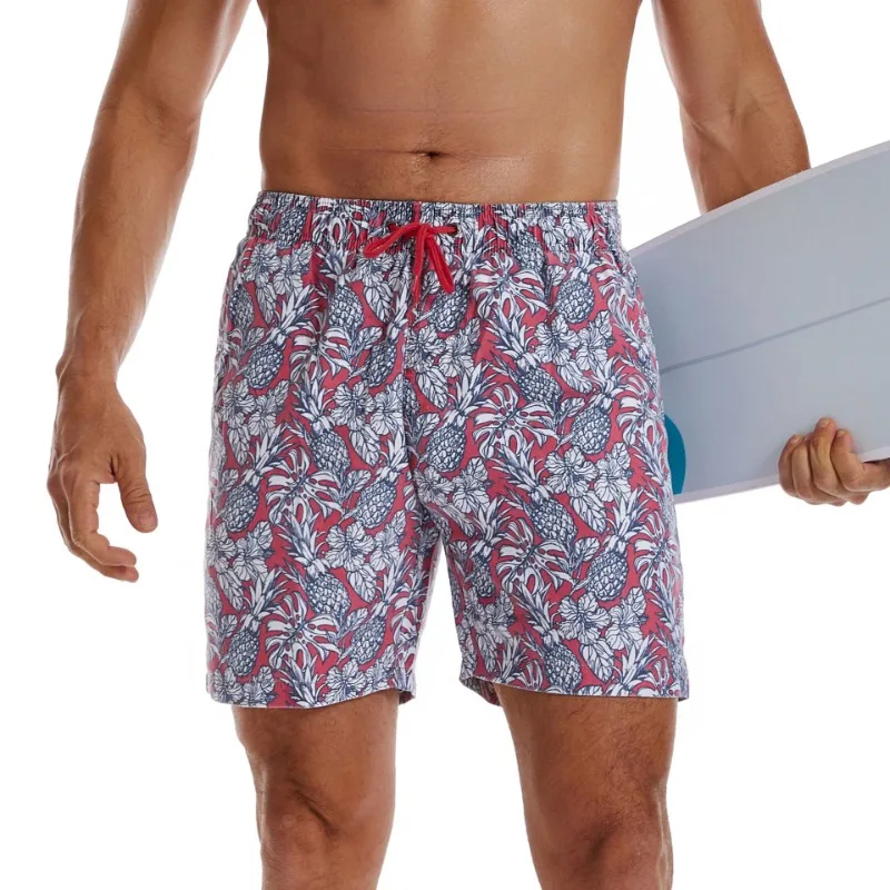 

Men's quick-drying beach pants striped European and American printed washed fabric swimming casual shorts