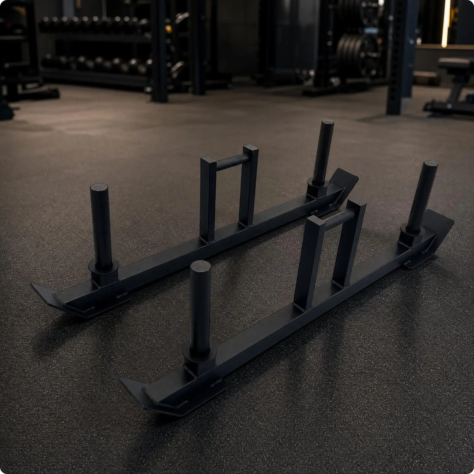 Heavy Duty Steel Farmer Carry Handles with Loading Posts for Endurance Workouts and Core Stability Home Gym Use
