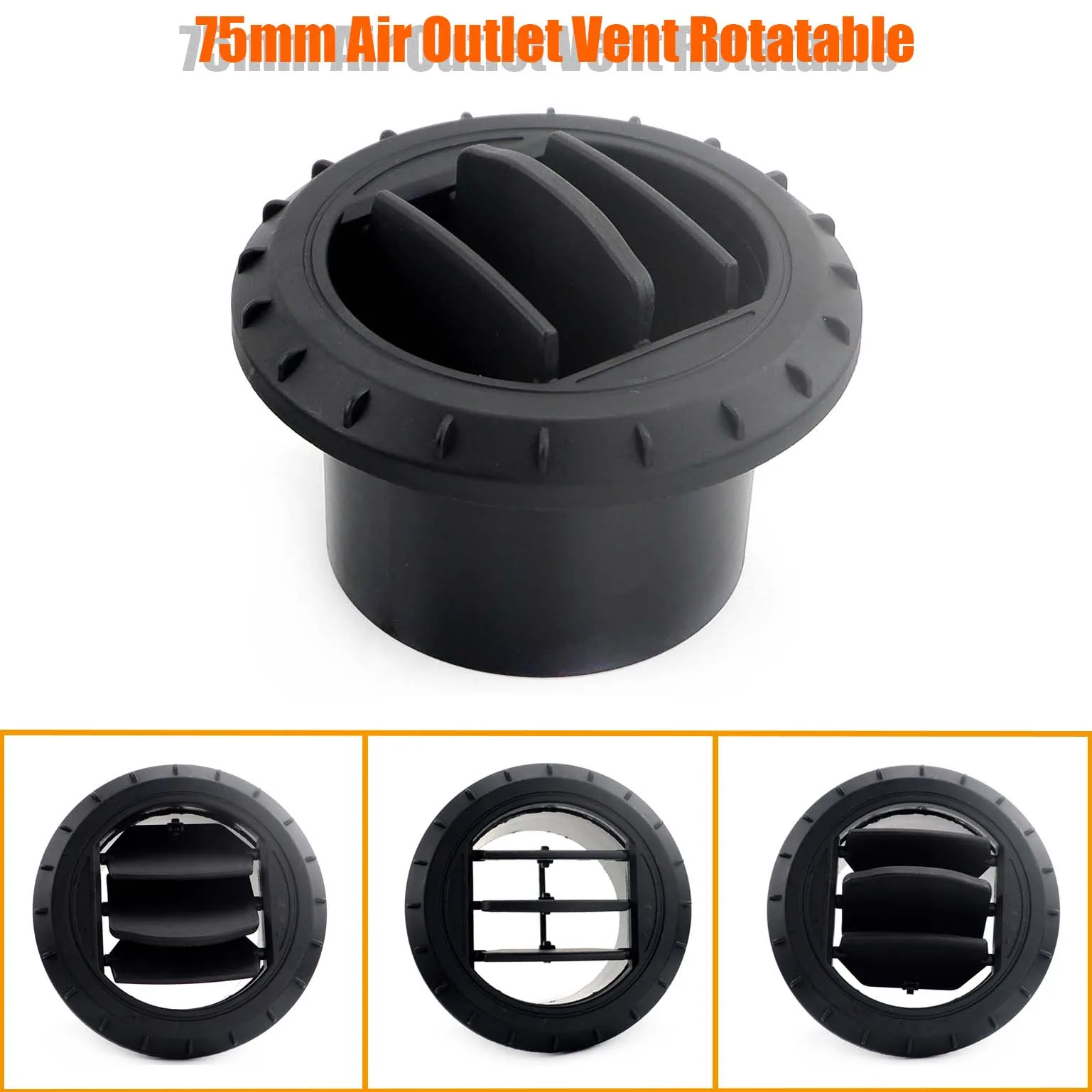 4PCS 75mm Air Vent Outlet Black Rotatable Air Diesel Heater Air Conditioner For Car Truck VAN Camper