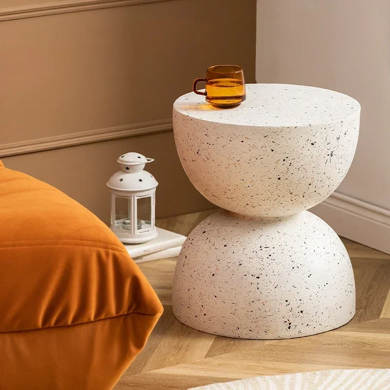 Hourglass Imitation Terrazzo Small Side Table Ins Coffee Table Coffee Table Creative Round Storage