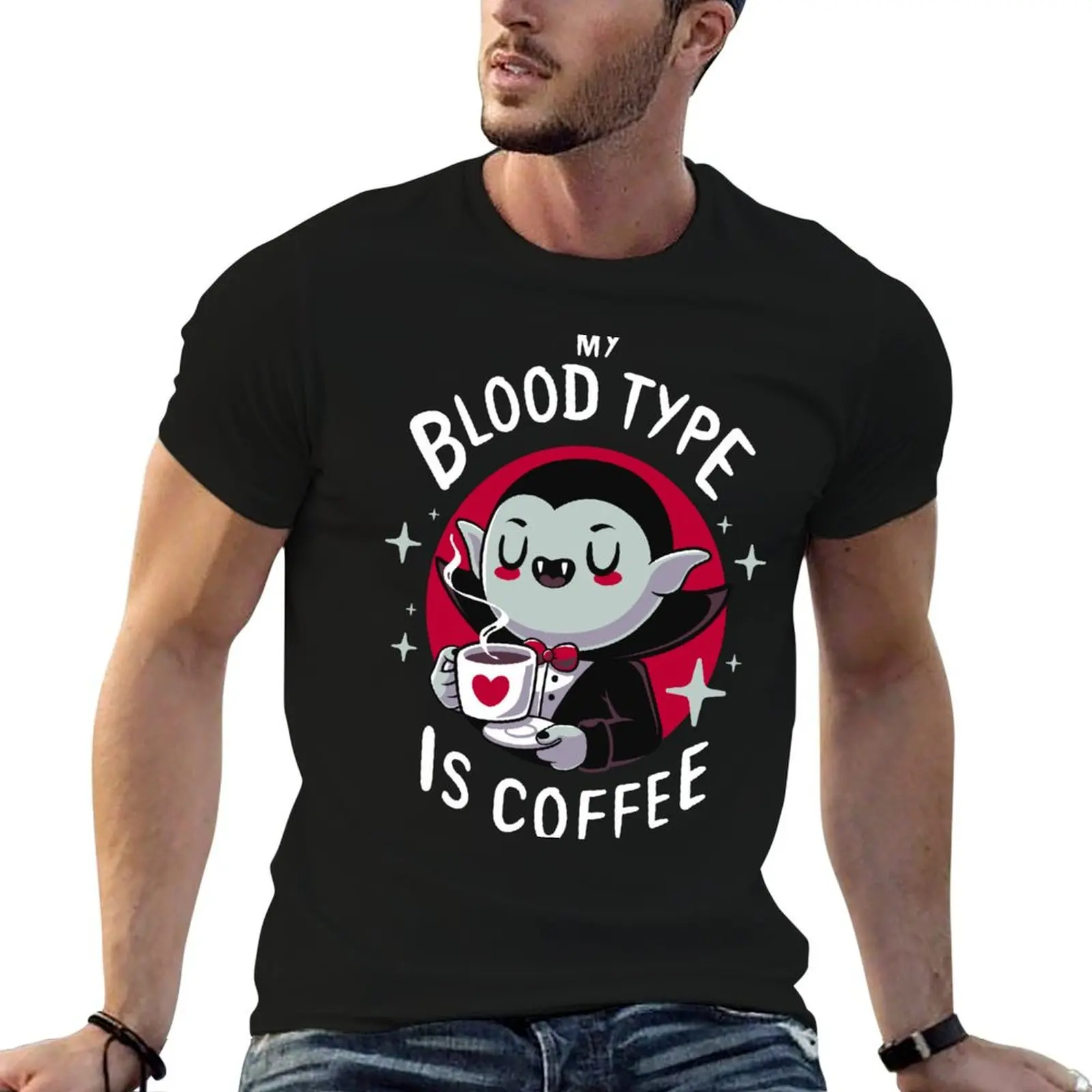 

Coffee vampire - Cute Dracula - Happy Mornings T-Shirt anime tshirt summer tops graphic t shirts T-shirts for men cotton