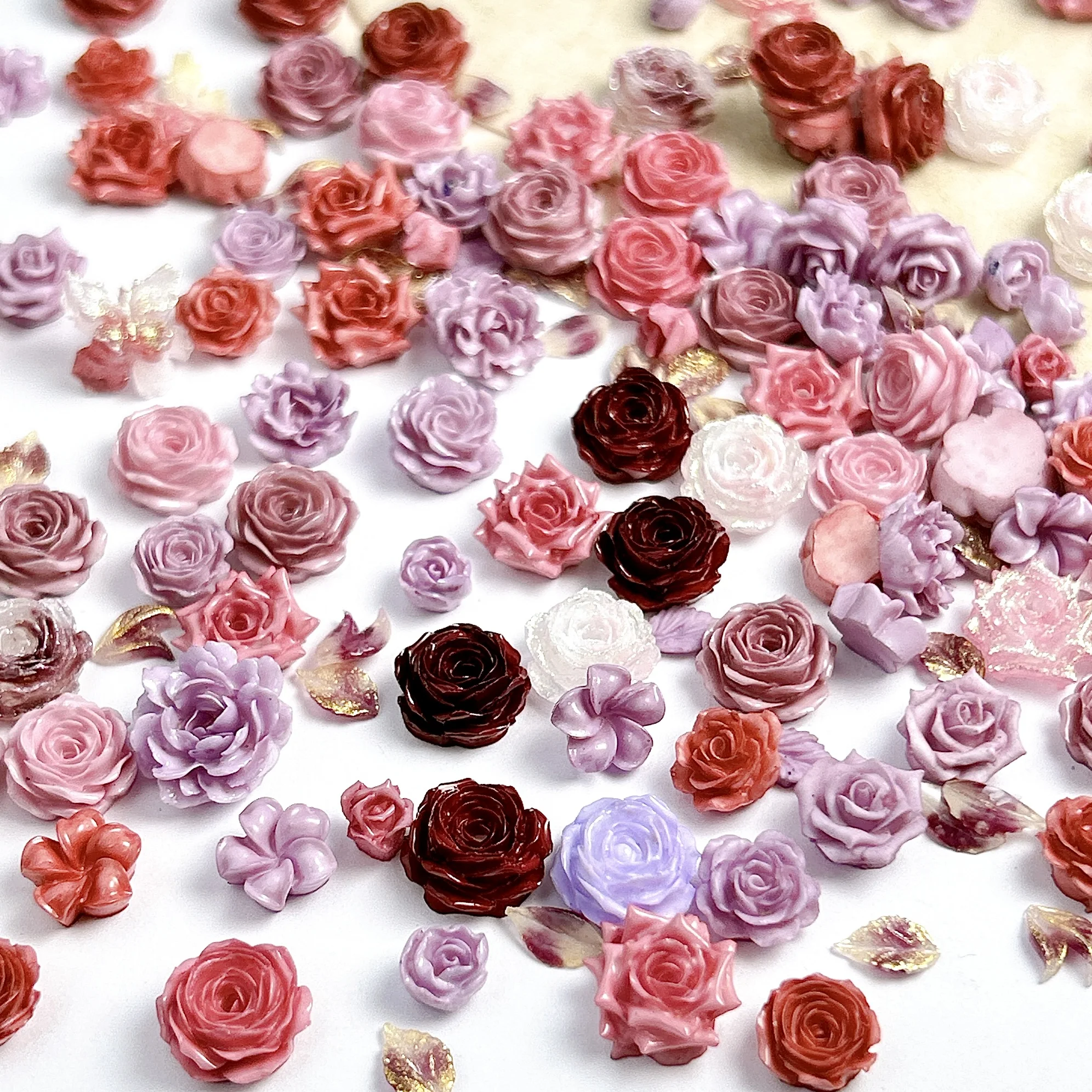 50 قطعة أنماط مختلفة الملونة القوس الفاوانيا الراتنج مسمار السحر الإبداعية لطيف الكلب كاميليا ستار مختلط مسمار الفن زينة DIY الأظافر