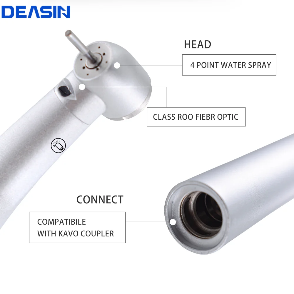 DEASIN Dental high speed fiber optic LED handpiece turbine with ceramic bearing for kavo coupler Dentist Tool Compatible