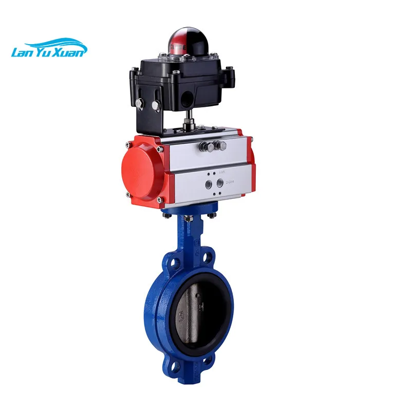 DV series high temperature pneumatic actuated  butterfly valve ss316 wafer type