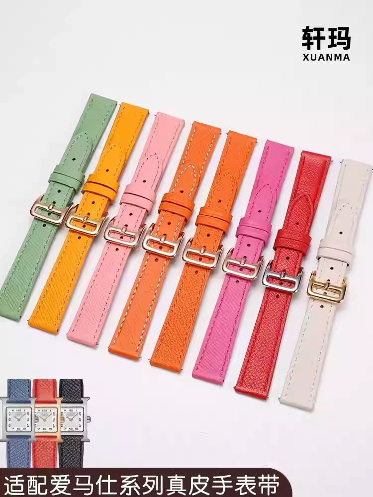 Leather watch strap suitable for Hermes quick release Original pin buckle high quality genuine leather women watchband bracelet