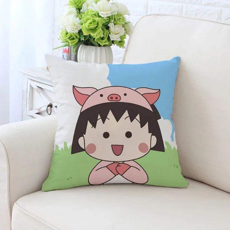 45x45cm sofa cushion cover C-Chibi Maruko chan anime printed pillow cover children's room bedside cushion50x50cm