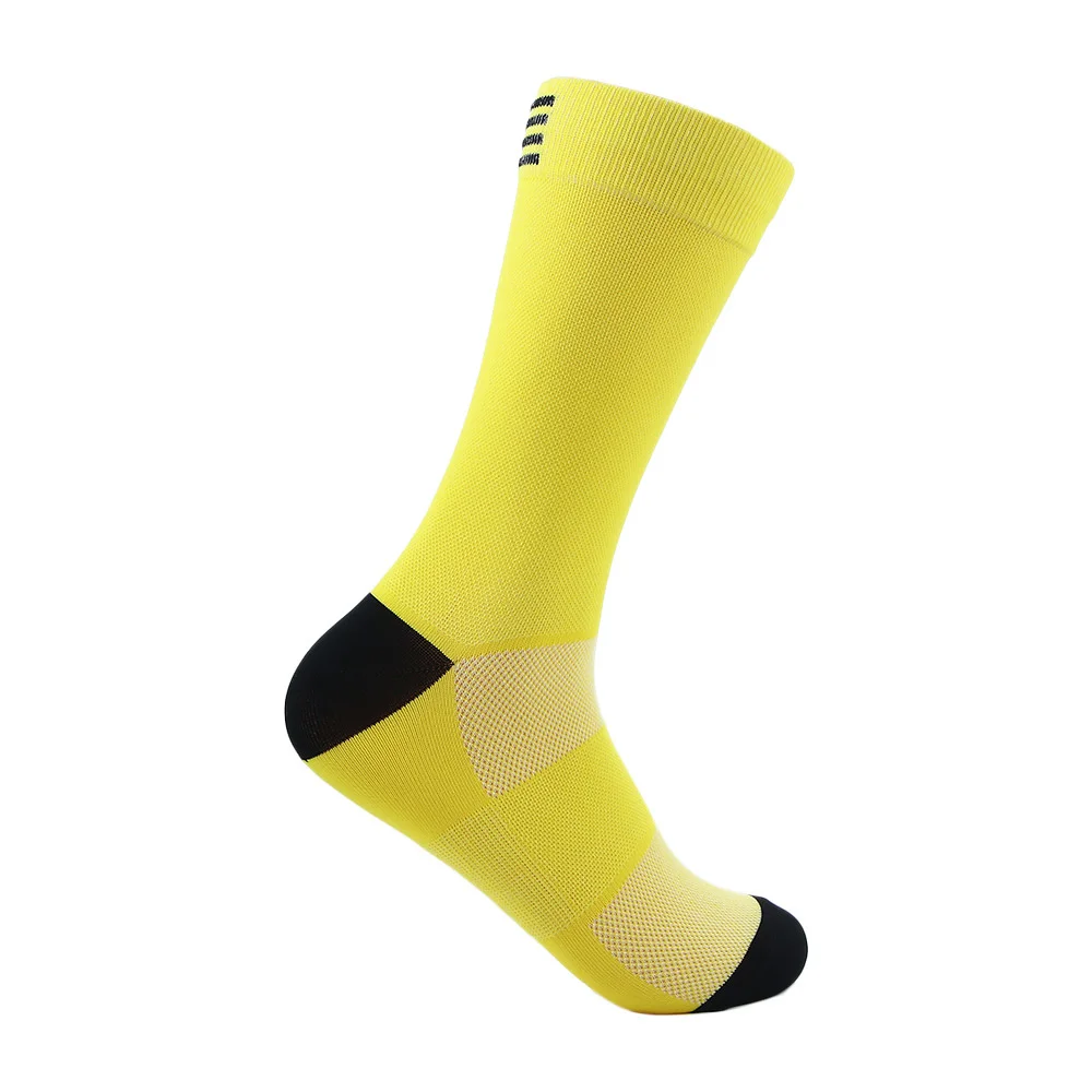 Chaussettes de compression de sport respirantes à séchage rapide pour hommes et femmes, chaussettes de cyclisme en plein air, jaune, 1 paire