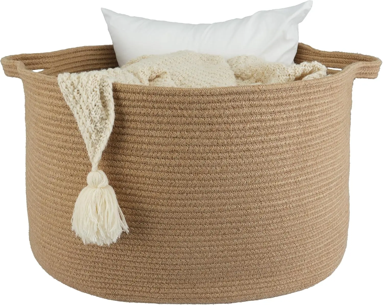 

Large Jute Rope Storage Basket for Living Room, Kids Toys, and Laundry - 22x12 Inches