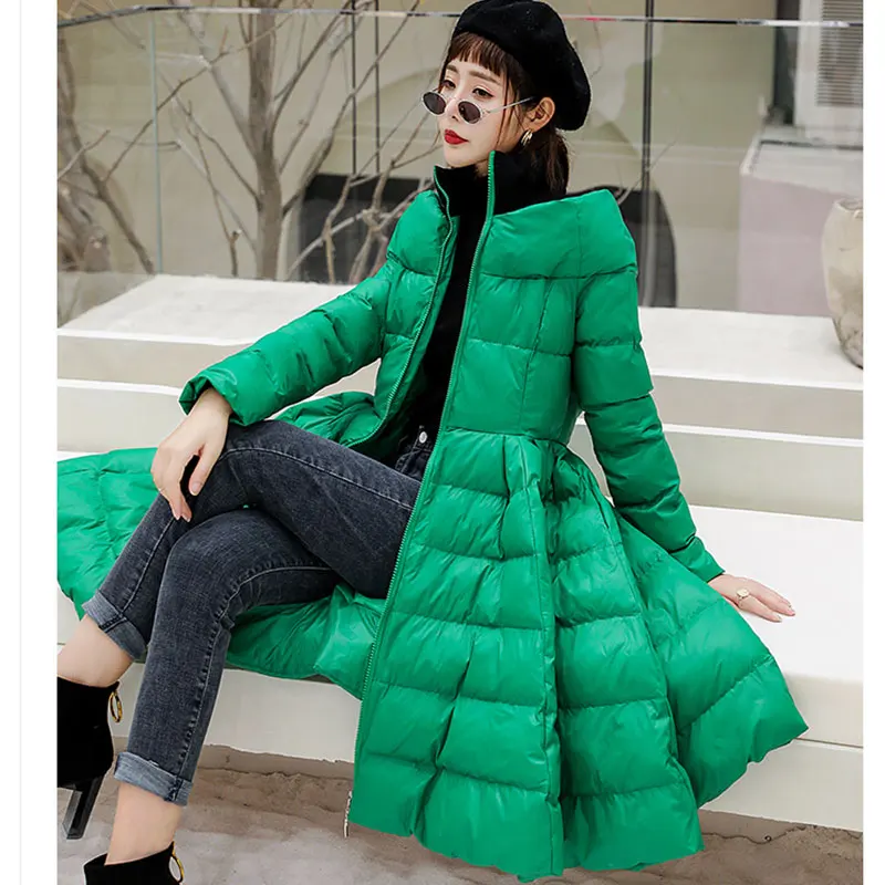 Oversize Coat Winter Coat Women Maxi Dress Style Embossed Cotton Winter Jacket Women Black Dress Parka Female Manteau Femme L535