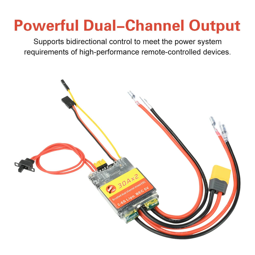 30A 50A Zweikanaliger bidirektionaler bürstenloser ESC mit PWM-Signaleingang, geeignet für RC-Autos, RC-Boote, Kettenfahrzeuge – Detail 1