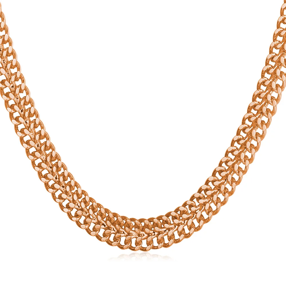 Gold/Rose gold/Silver Color Double Row Parallel Welded Chain Necklace Fashion Jewlry