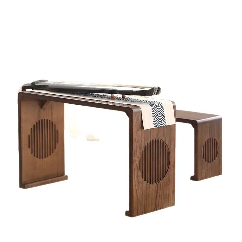 Chinese guqin table and stool tea art go chess table and chair resonance piano table solid wood calligraphy table