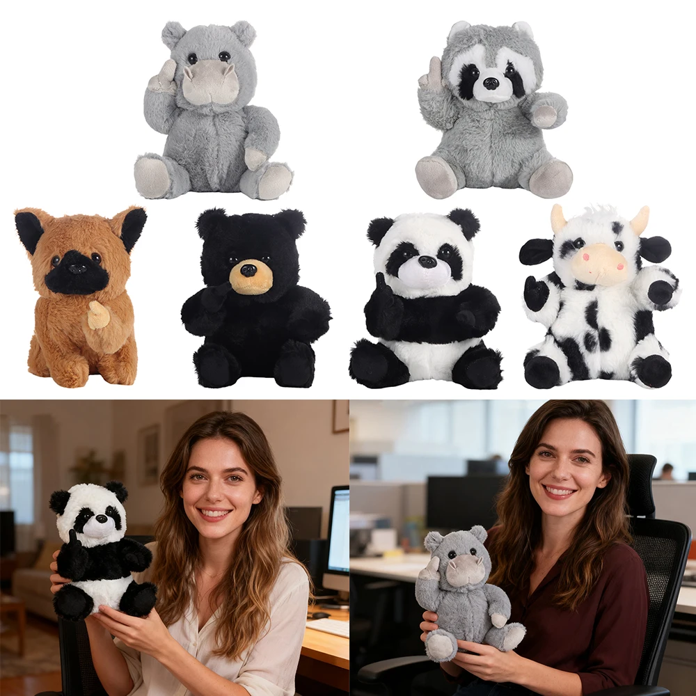 

Soft Emotional Support Plush Toy Realistic Panda Finger Plush Animal Toy Cow/Raccoon Companion Healing That Hugs You Back Panda