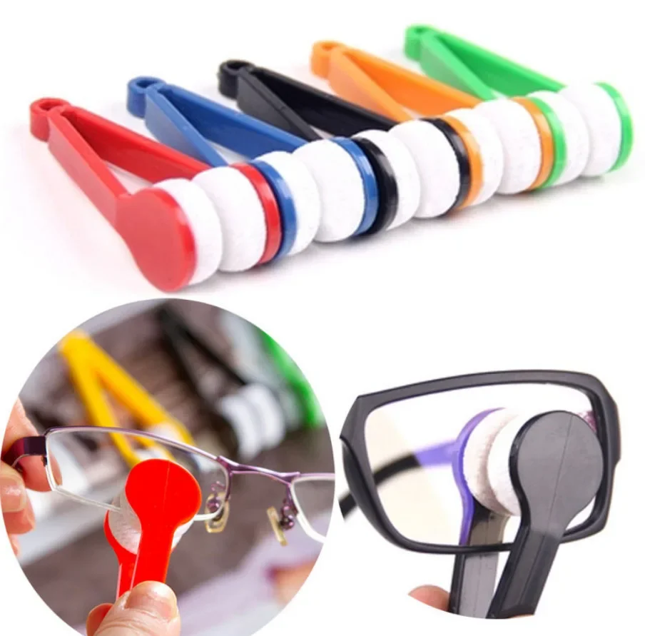 3PCS Portable Mini Sunglasses Eyeglass Microfiber Spectacles Cleaner, Soft Brush Cleaning Tool, Glasses Eyeglasses Cleaning Clip