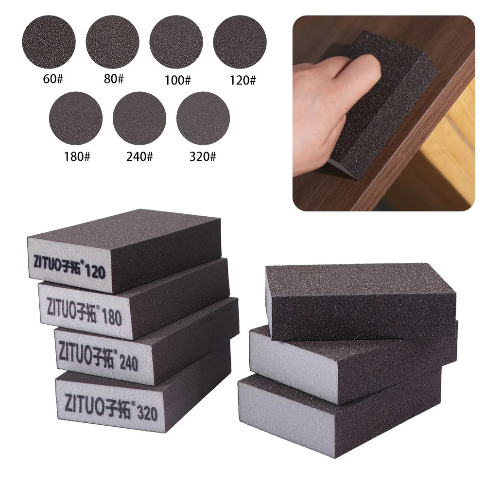 Abrasive Pad Sanding Sponge Blocks Derusting Washable Sandpaper Model Sponge Grit 60 80 100 120 180 240 320 Polished Sand Brick