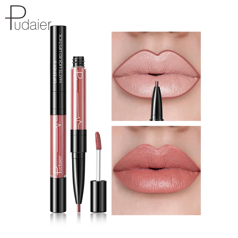 Pudaier-Rouge à Lèvres Liquide + Crayon Jules Liner, Nude, Brumisateur, Maquillage Longue Durée, Cosmétiques, Stylo Vepliner, 2 en 1, 256