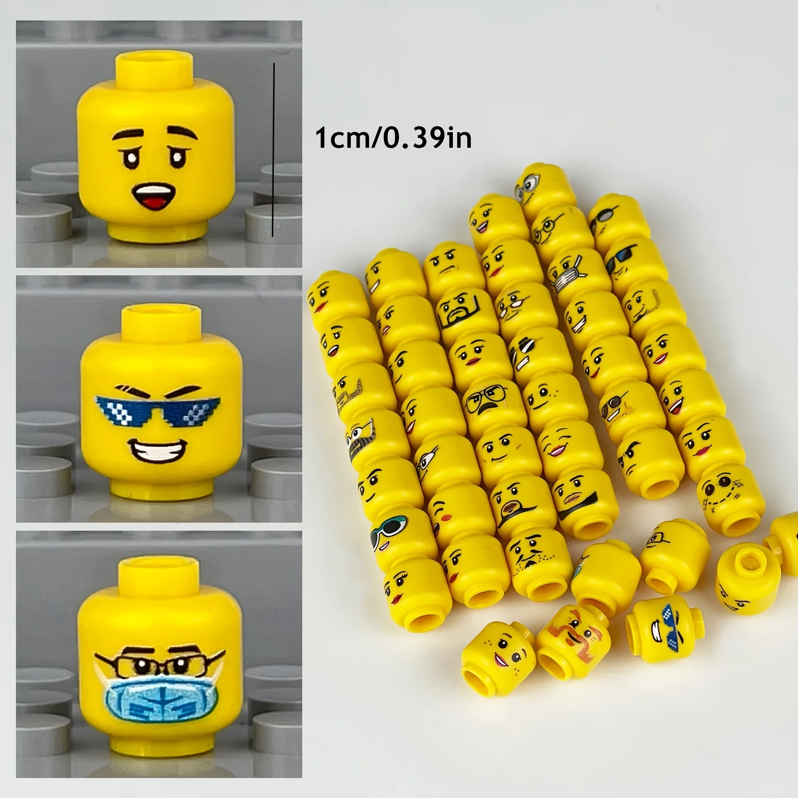 56pcs Head Expression Buliding Block giocattoli accessori, piccole parti di particelle, Minifigures Head Block Toys