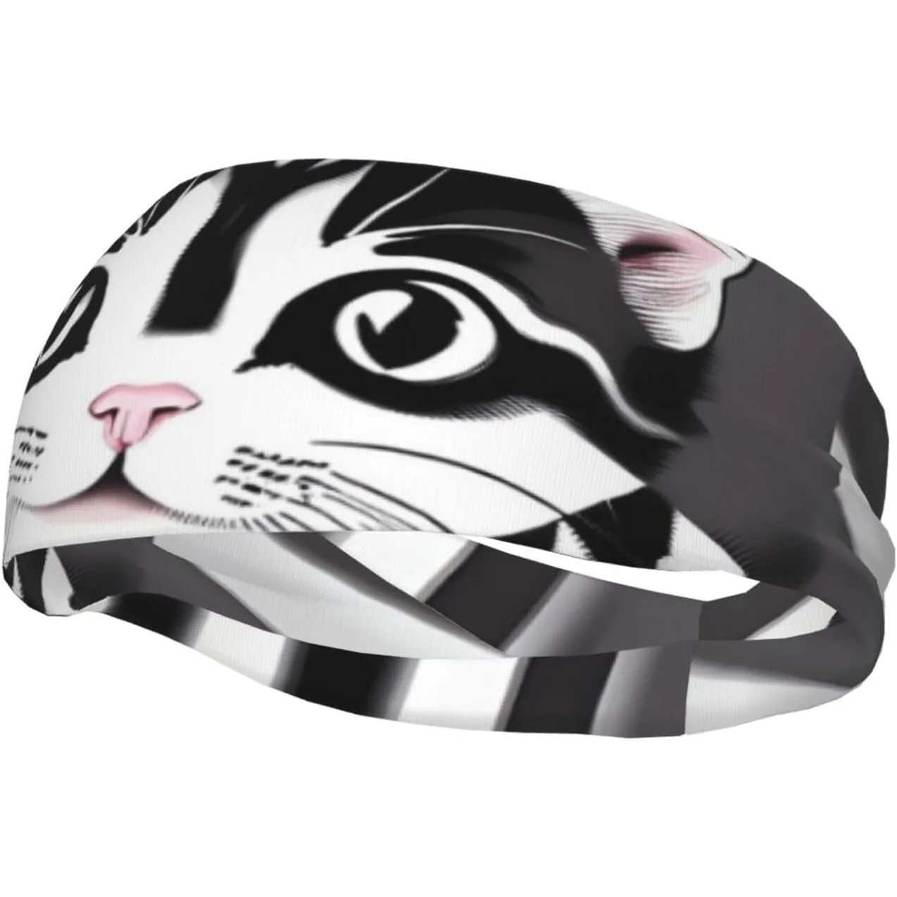 

Black and White Striped Kitten Fashion Sports Decoration Sweatband for Stretchable, Breathable, Soft,