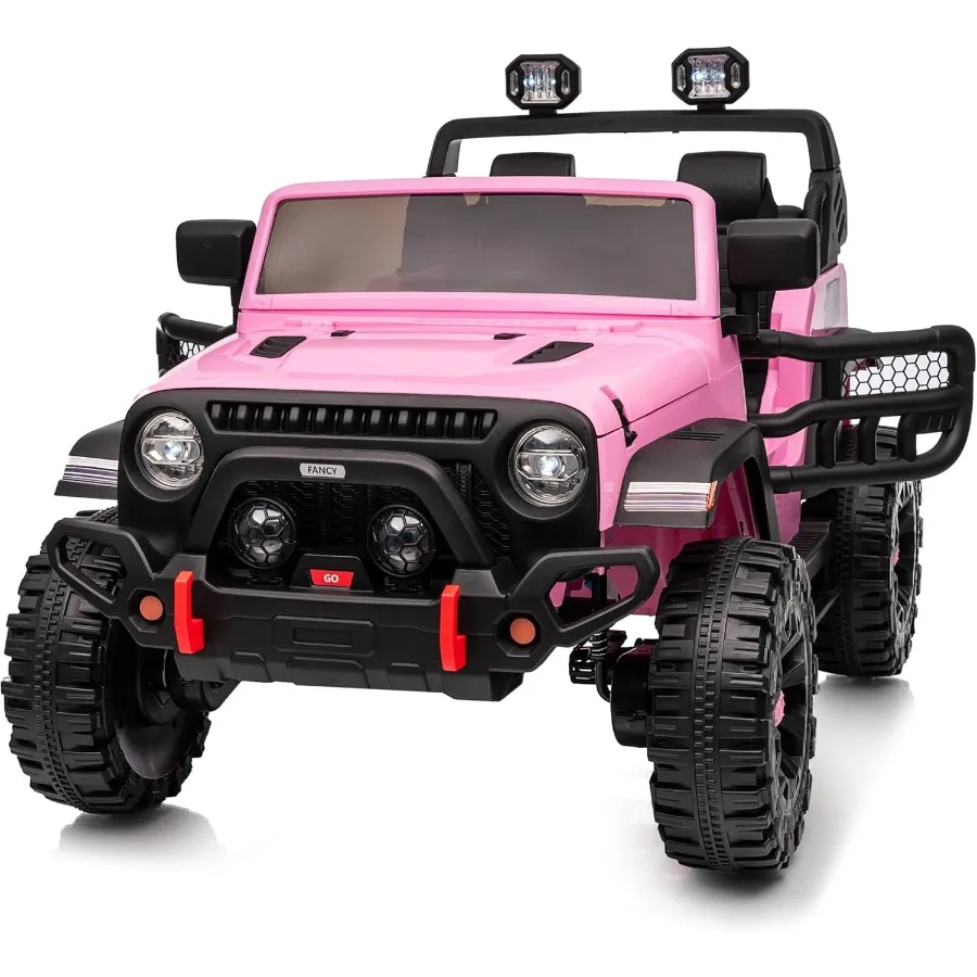 Passeio de 2 lugares no carro caminhão 12V passeio elétrico em brinquedo para grande idade 3-8 com controle remoto - rosa claro