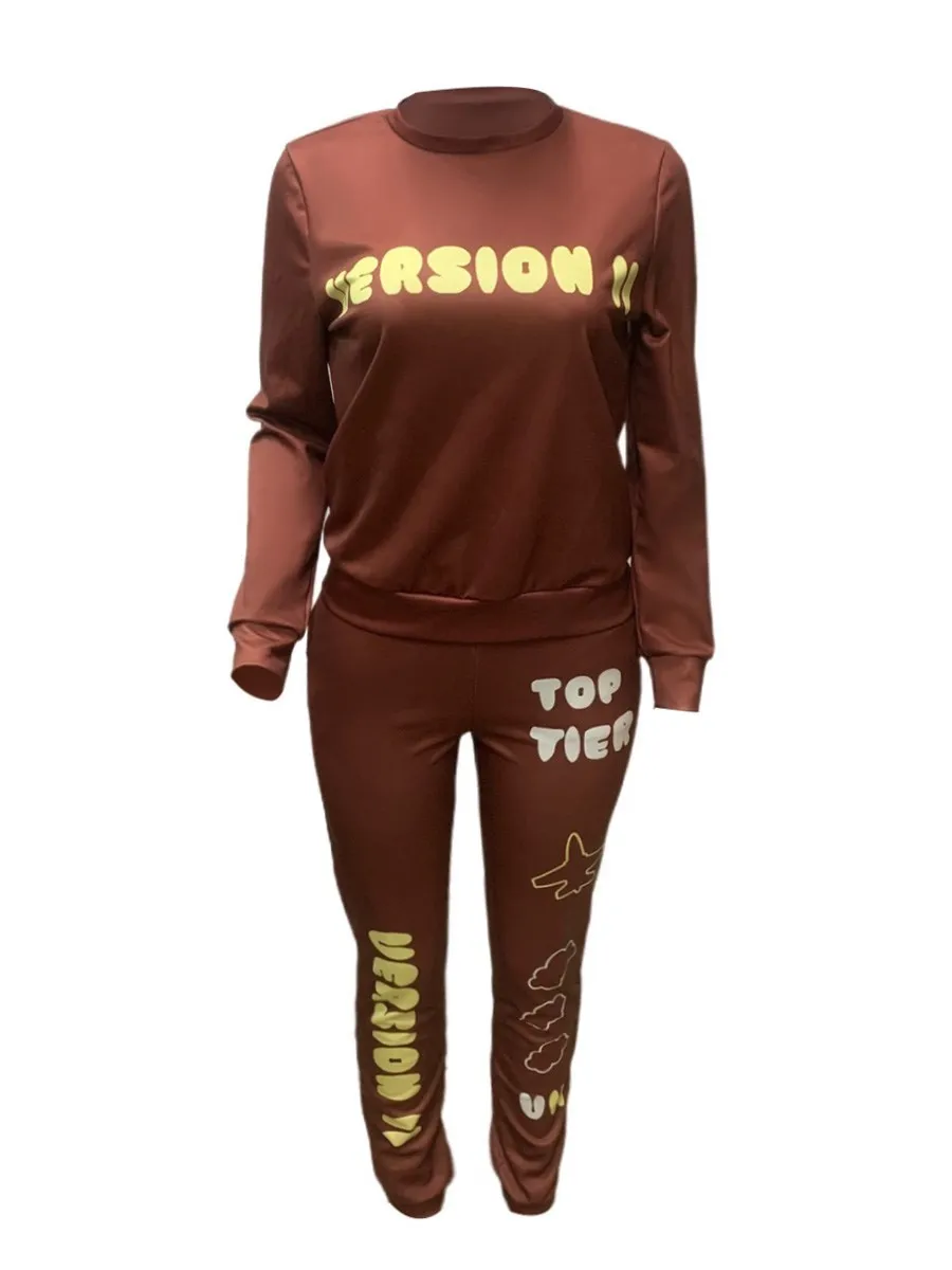 LW Round Neck Letter Print Tracksuit Set Women Outfit 2022 Autumn winter 2 Two Piece Set Streetwear Tracksuit Sweatshirt Pants