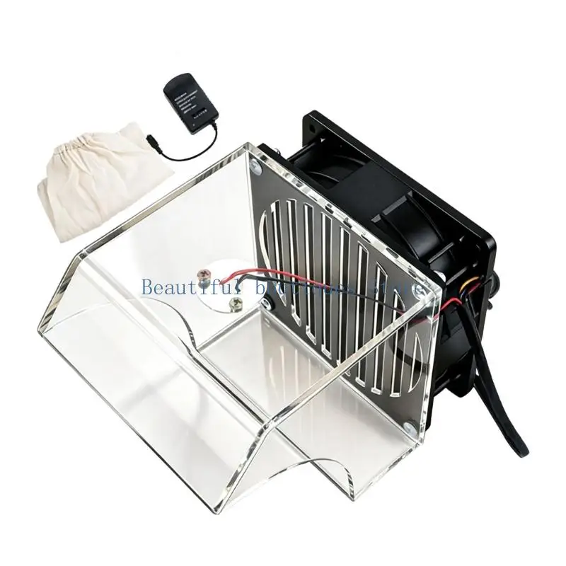 U4LF Clear Acrylic Tabletop Dust Collector for Jewelry Grinding, with Adjustable Speed Control and Filtering Structure