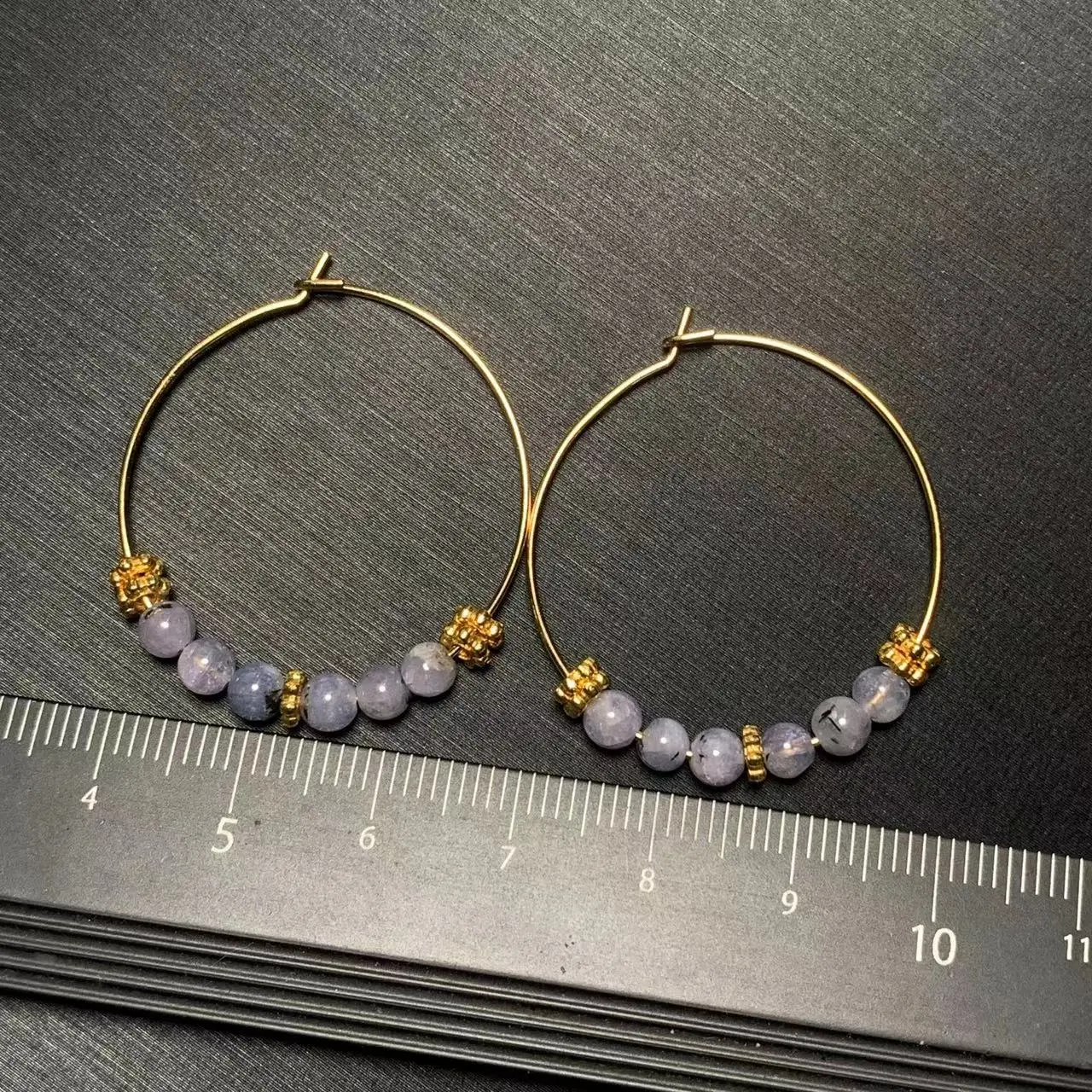 HEYYA STONE Natural Tanzanite Hoop Earrings Simple Classic Round Circle Gemstone Jewelry Handmade Stainless Steel