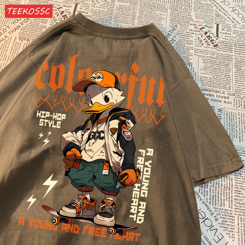 Handsome And Cool Duck Pattern Printing T-Shirt Cotton Fashion T-Shirt Women'S Trendy Cool Clothes Breathable Cartoon Tees