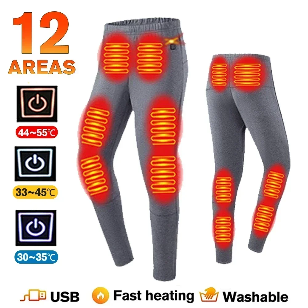 Winter thermische jas Verwarmd vest Heren Verwarmd ondergoed Thermisch herenskipak USB Elektrische verwarming Kleding Fleece lange onderbroek