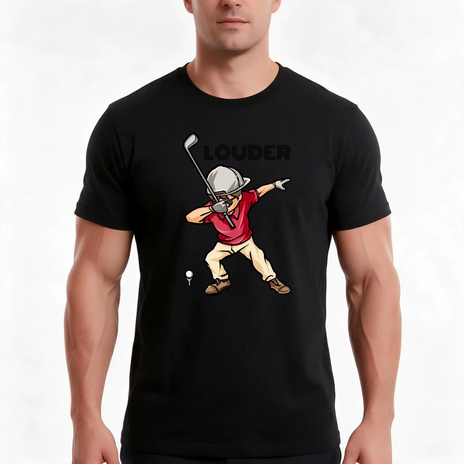 Louder Golf Things T-Shirt, Summer Casual Cotton Tee, Oversized Streetwear Tops, Vintage Graphic Print, Loose Fit Short Sleeve