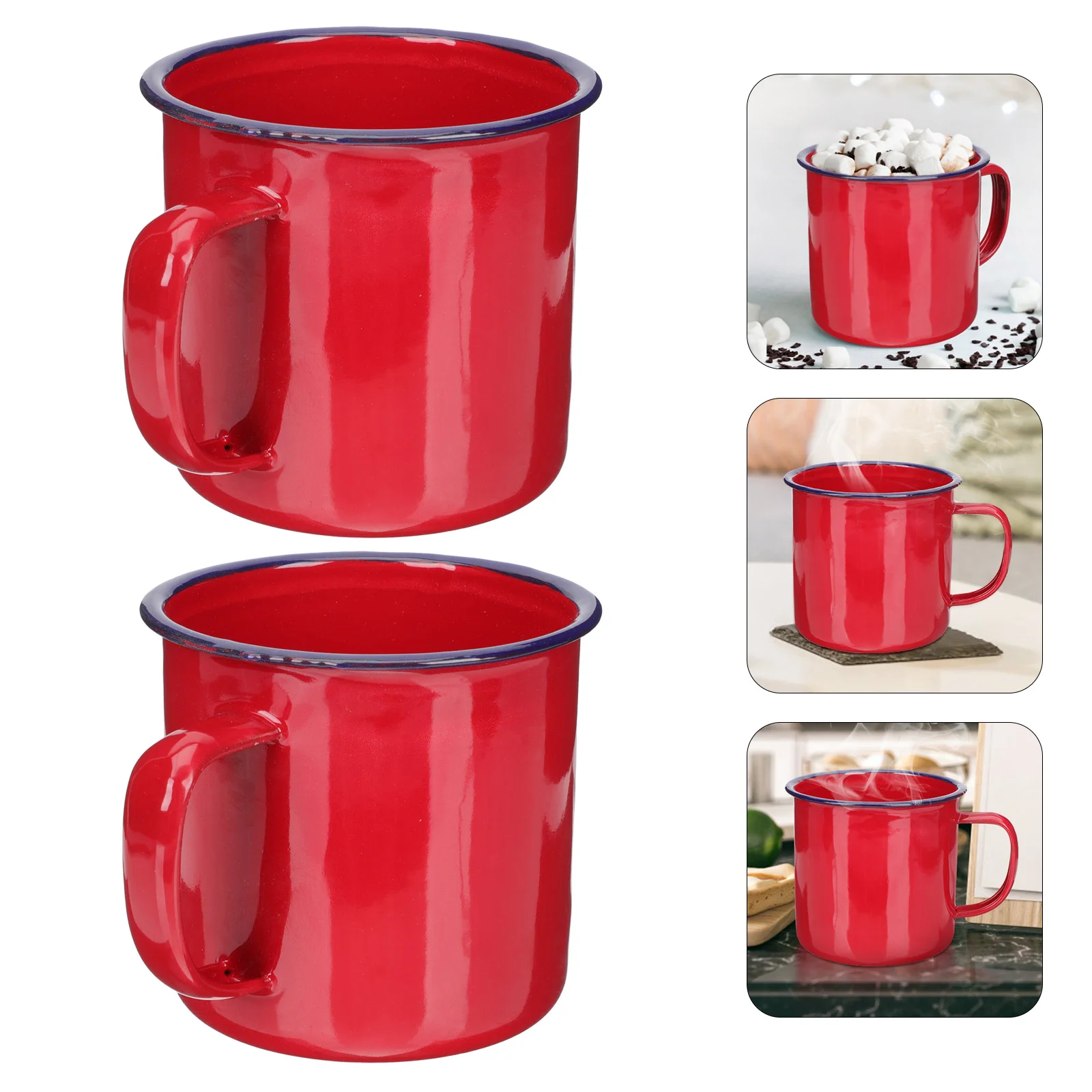 

2 Pcs Vintage Enamel Mug Retro Style Tea Drinking Cup Strong Metal Office Camping Travel Coffee Water Holder