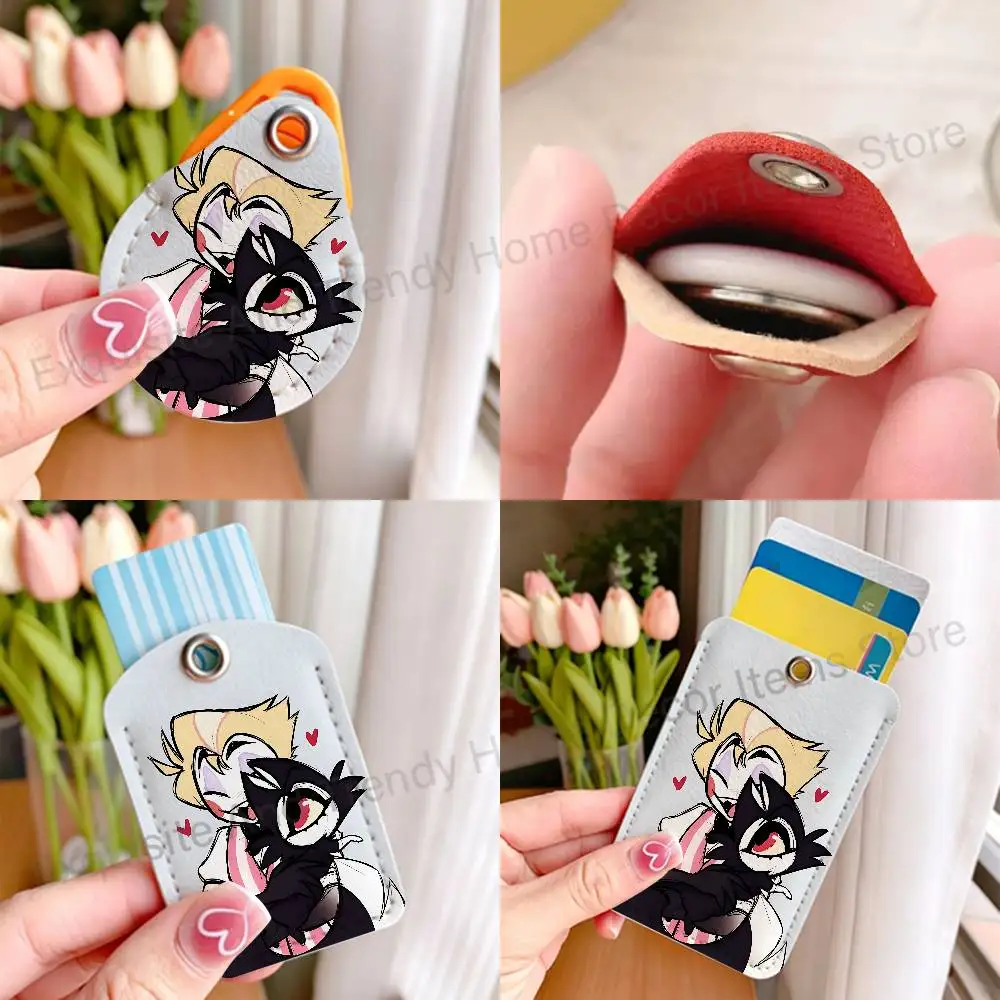 H-Hazbins Abel H-Hotel Key Tag Ring Leather Card Holder Key Ring Rectangle Access Card Holder