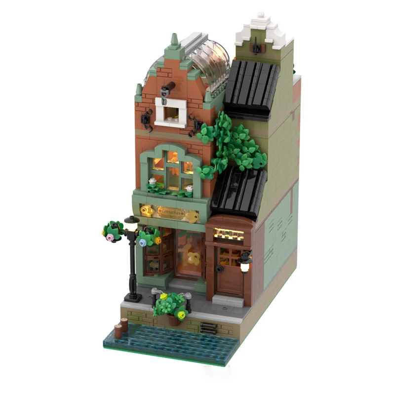 مدينة عرض الشارع نموذج Moc قوالب بناء قناة وحدات جمع نموذج التكنولوجيا وحدات لتقوم بها بنفسك المشهد كتلة هدية عيد الميلاد اللعب