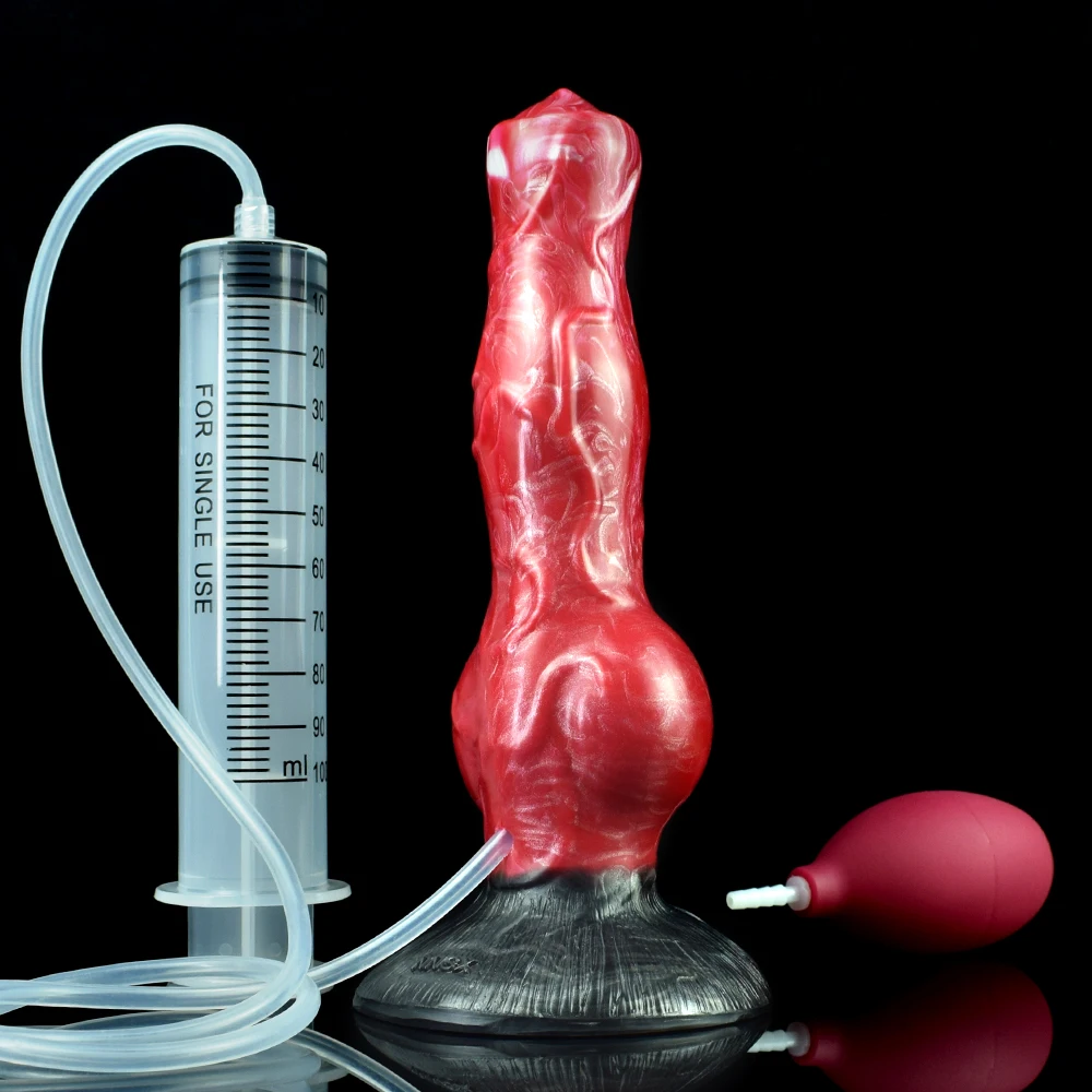 FAAK Large Knot Dog Ejaculation Dildo With Sucker Silicone Multi Color Squirting Penis Spray Liquid Function Sex Toys For Women