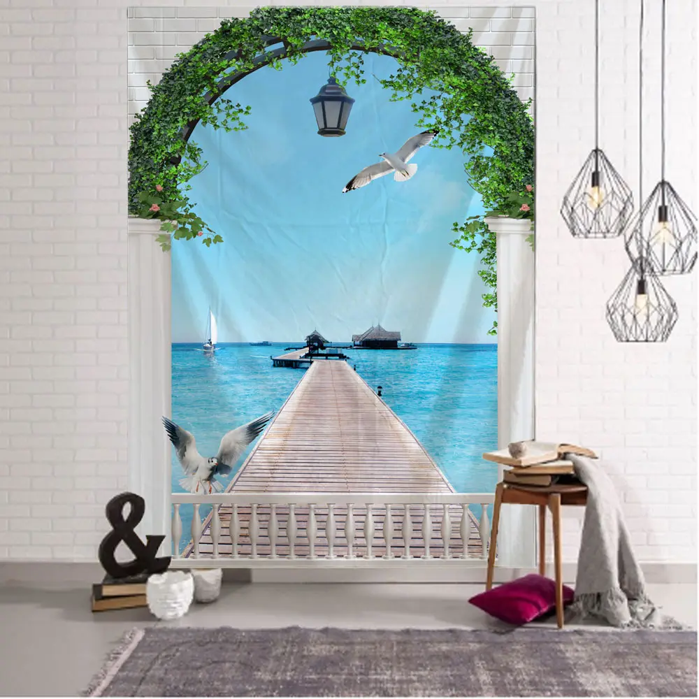 

Beautiful Flower Sea Landscape Tapestry Wall Hanging Art Decoration Bohemian Home Wall Decoration Blanket Living Room Bedroom