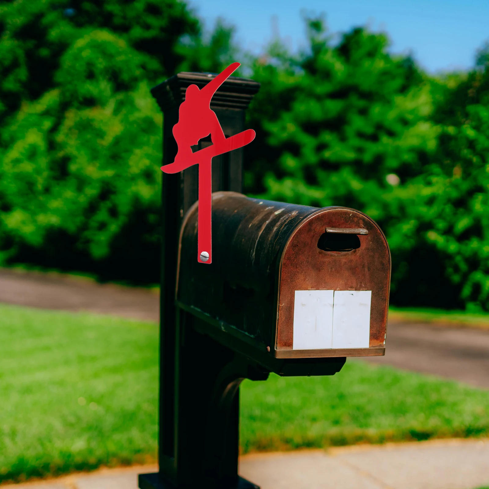 

3D Skiing Dog Mailbox Replacement Flag Acrylic Decorative Red Wall Hanging Durable For Christmas Garden Outdoor Yard Hardware