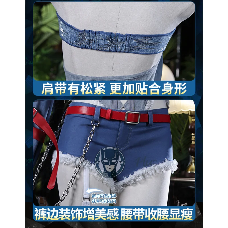 إيفا ري أيانامي ‌   تأثيري روك باند زي شعر مستعار سترة مثيرة السراويل قفاز الساق يغطي الزي اليومي هالوين النساء ملابس للحفلات