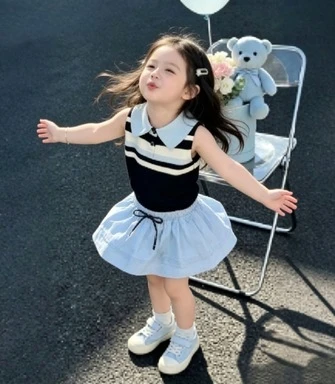Fresh Summer Girls College Style 2 Piece Set Neat and Youthful Look Retro Plaid Half Skirt Match Well with Vest Light Breathable