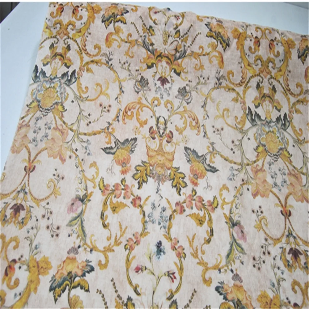 Vintage Trendy French Style Silk Linen Fabric Hemp Flowers Shiny Woven Mulberry for Men Women Dress Cloth Kimono