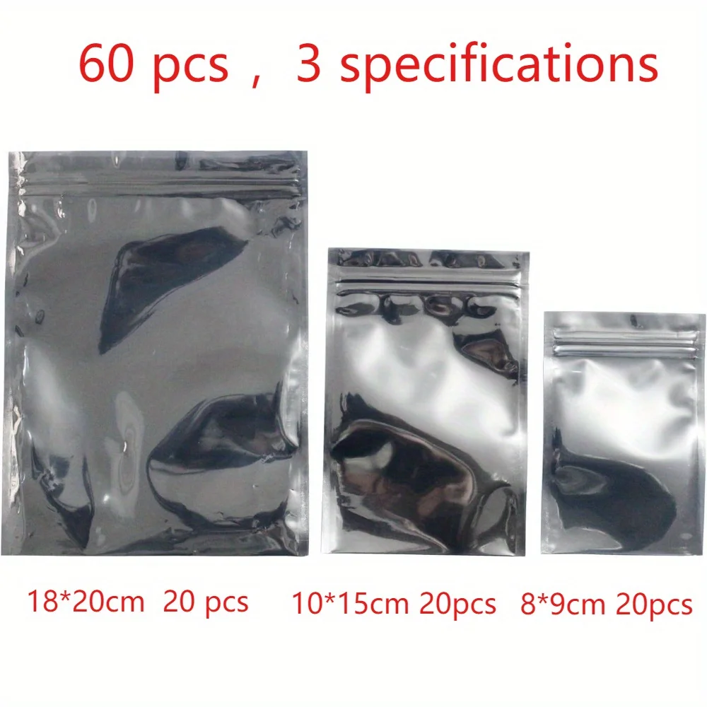 60-pack antistatische PET-hersluitbare zakken - herbruikbare opbergzakken voor elektronica, sieraden en geschenkverpakkingen - afbeelding 1