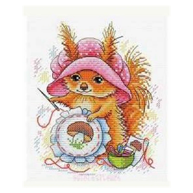 

Cross-stitch kit DIY embroidery tool kit Optional printed handcrafted intersection point kit saga embroidered Squirrel